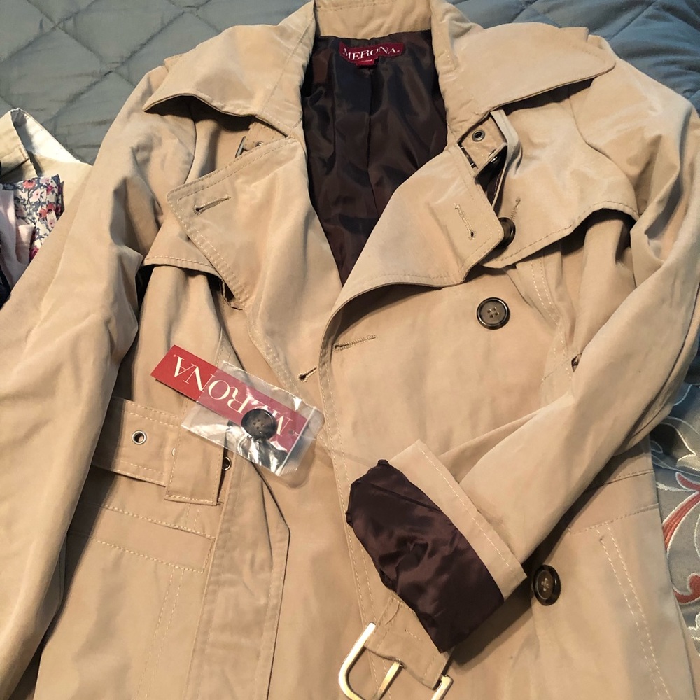 Small tan trench coat. Never worn. NWT